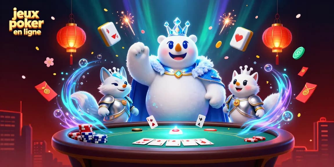 Jouez à des jeux poker en ligne captivants lors d'une expérience immersive avec un roi ours et un renard.