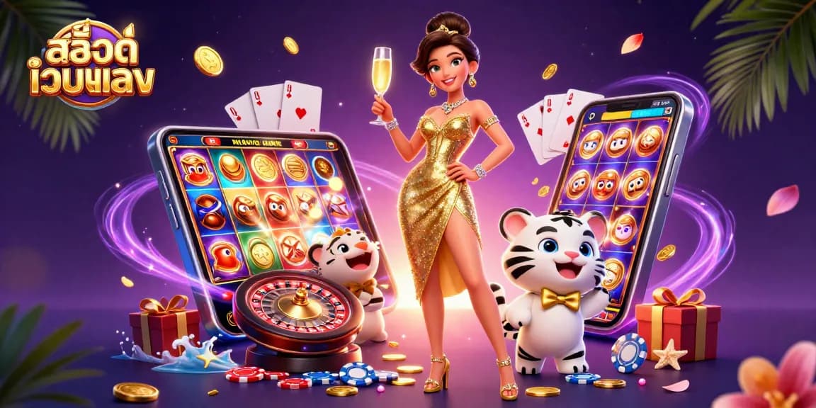 Experience exciting gameplay with สล็อตเว็บตรง, where vibrant slot reels and lucky symbols illuminate the scene.