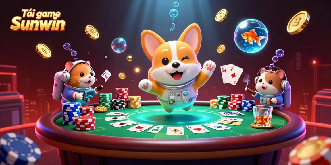 Experience the excitement and strategy in Tải game Sunwin with floating coins and animated characters.