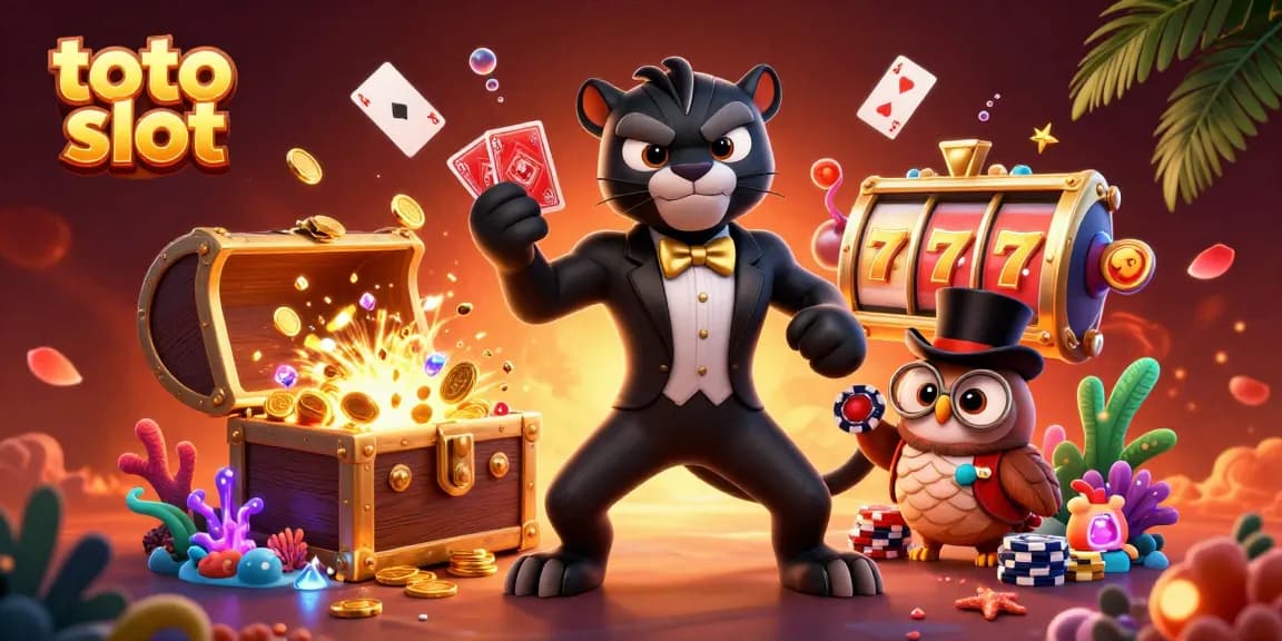 Experience excitement with toto slot as a stylish black panther deals cards surrounded by treasures.