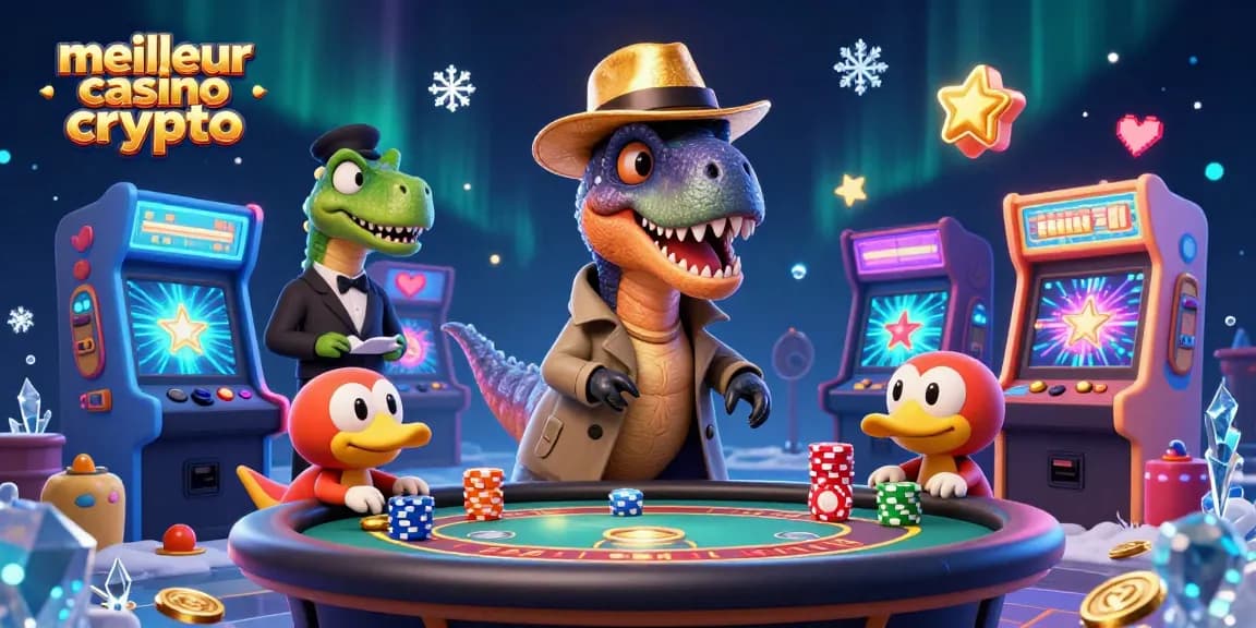 Jouez au meilleur casino crypto avec un velociraptor qui tente de gagner au blackjack tout en étant observé par un pit boss.