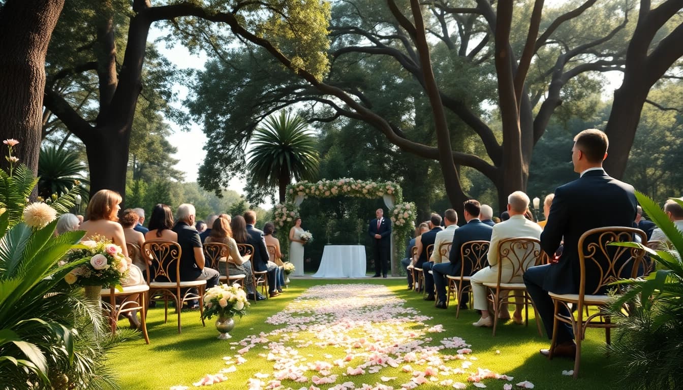 Capturing a couple's moment in wedding photography at a picturesque garden ceremony.