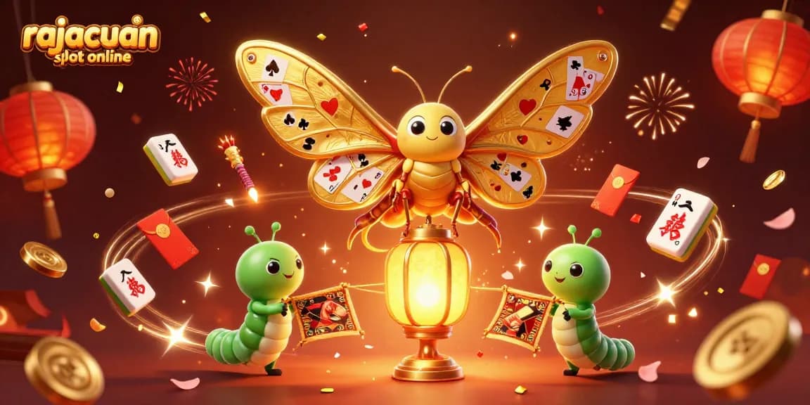 Folder rajacuan slot online menghadirkan ilustrasi 3D dengan kupu-kupu atlas bersinar dan unsur kasino menarik.