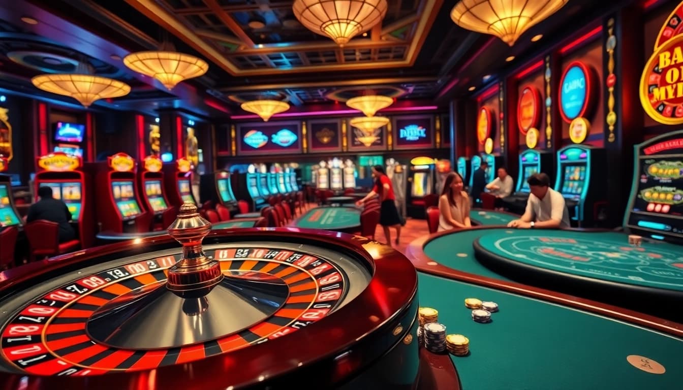 Experience layarkaca21 excitement with vibrant casino gaming tables and engaging players.
