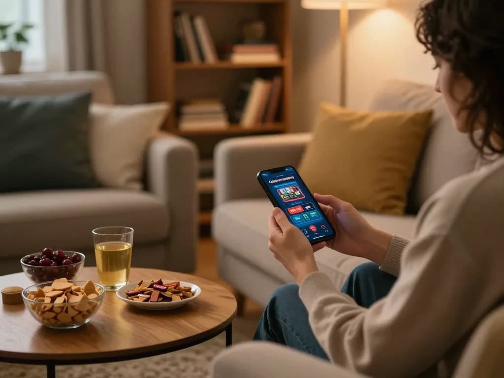 Engaging with casino online senza registrazione on a smartphone at home, focused on gameplay.