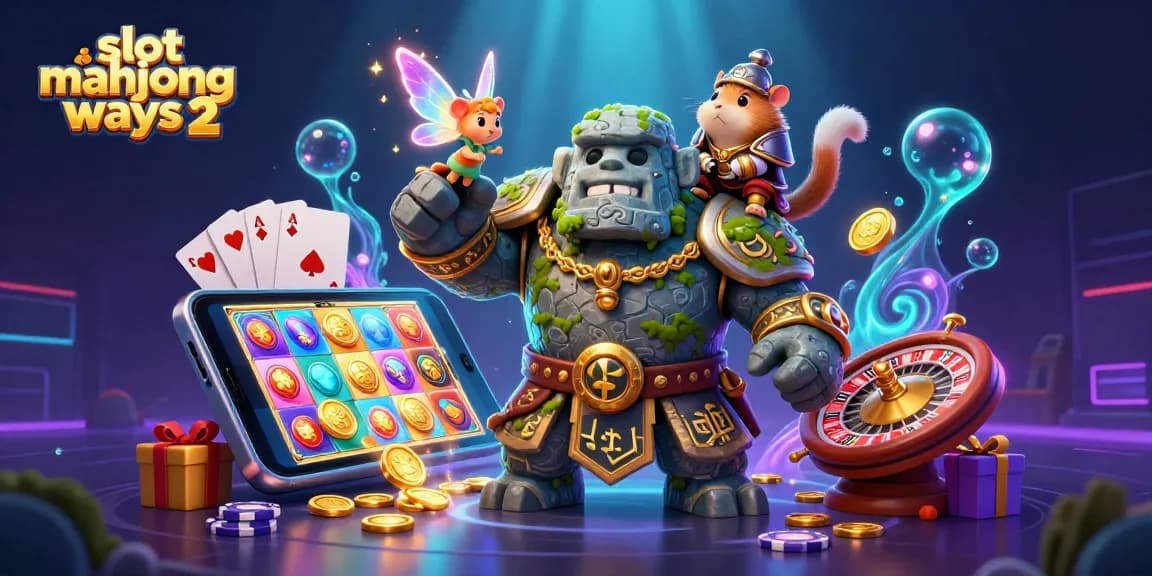 Experience thrilling gameplay with slot mahjong ways 2 in an enchanting 3D illustration, featuring unique characters and vibrant casino elements.