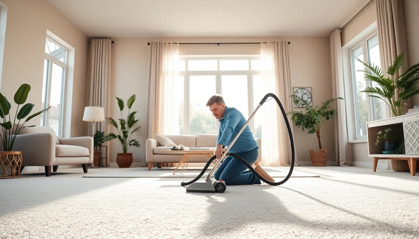 Best carpet cleaning company providing professional services in a well-lit living room.