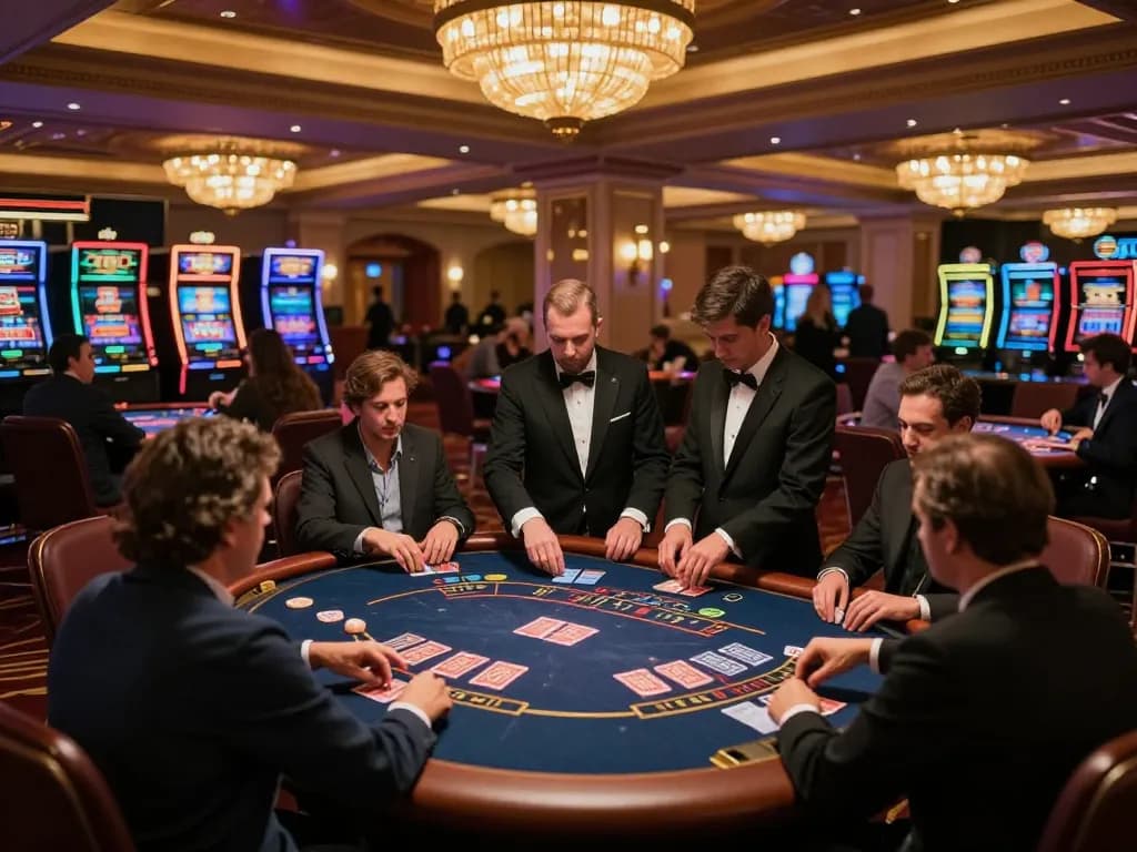 Engaging gameplay at casino senza licenza aams with players focused on cards and chips.