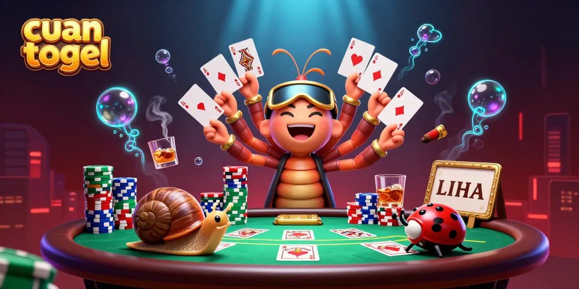 Play cuan togel with vibrant casino elements featuring a millipede dealer and high-roller snail.