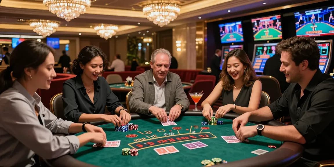 Experience the thrill of playing at the best credit card casinos with engaging gaming scenes and vibrant atmospheres.