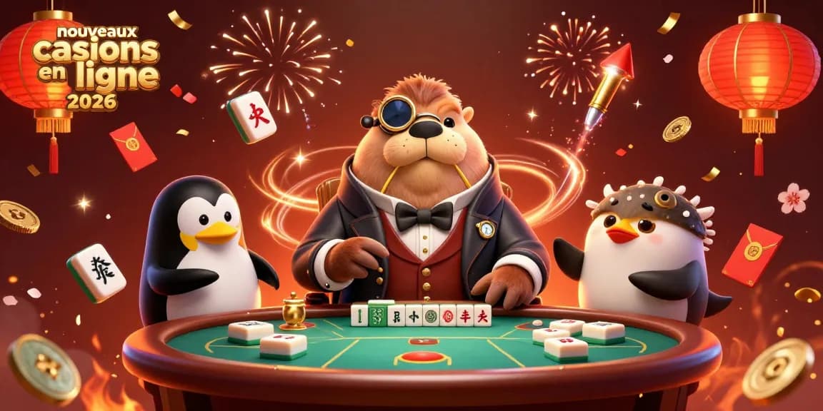 Découvrez les nouveaux casinos en ligne 2026 avec un pingouin croupier et un joueur poisson-globe bluffant.