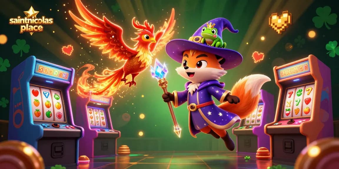 Experience the enchanting casino world of saintnicolasplace as the wizard fox and phoenix create magic amid vibrant slots and games.