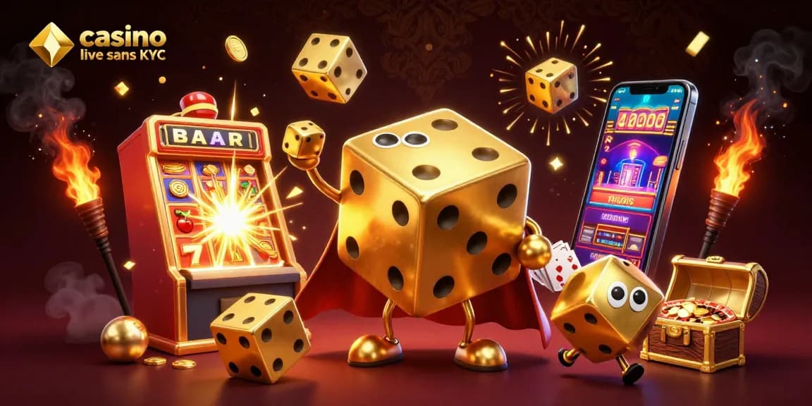 Casino live sans KYC : Dégagez de l'énergie avec des dés dorés et une machine à sous explosant de gains.