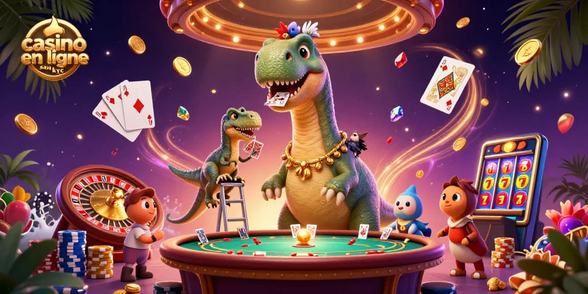 Jouer au casino en ligne sans kyc avec des personnages cartoonesques dans une scène dynamique.