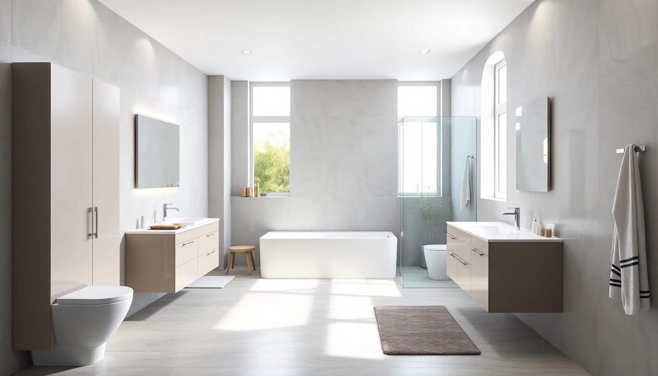 Aménagez votre salle de bain avec les produits sirhona fr, incluant miroirs et douches modernes.