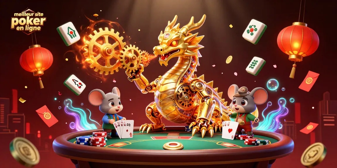 Jouez au meilleur site poker en ligne avec des éléments de jeux de poker, des jetons et une ambiance festive.