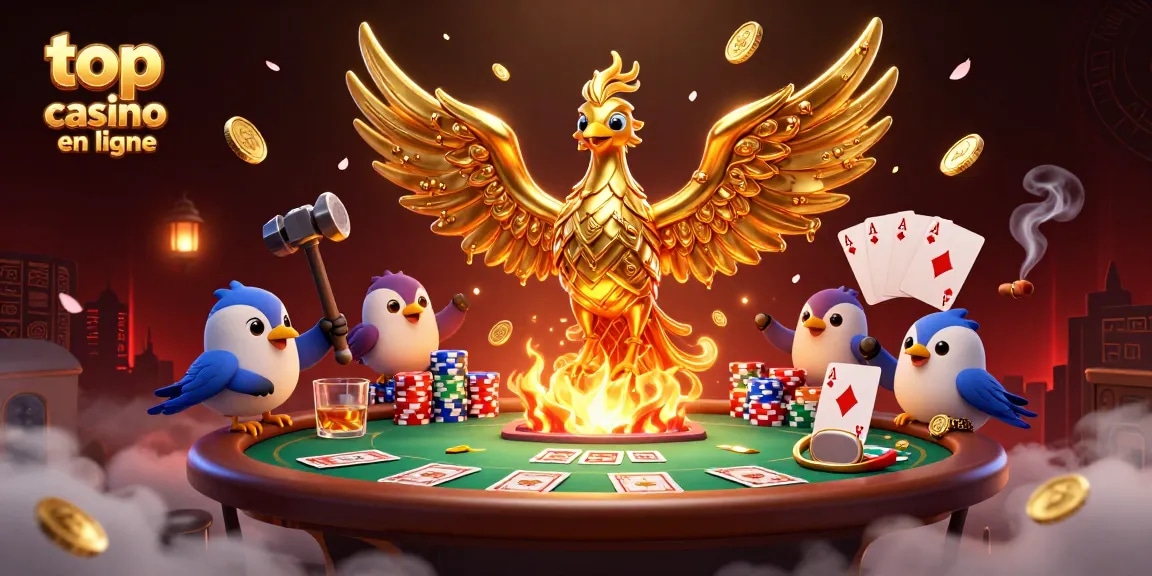 Un engagement stratégique dans le top casino en ligne avec une illustration dynamique de jeux de cartes et de poker.