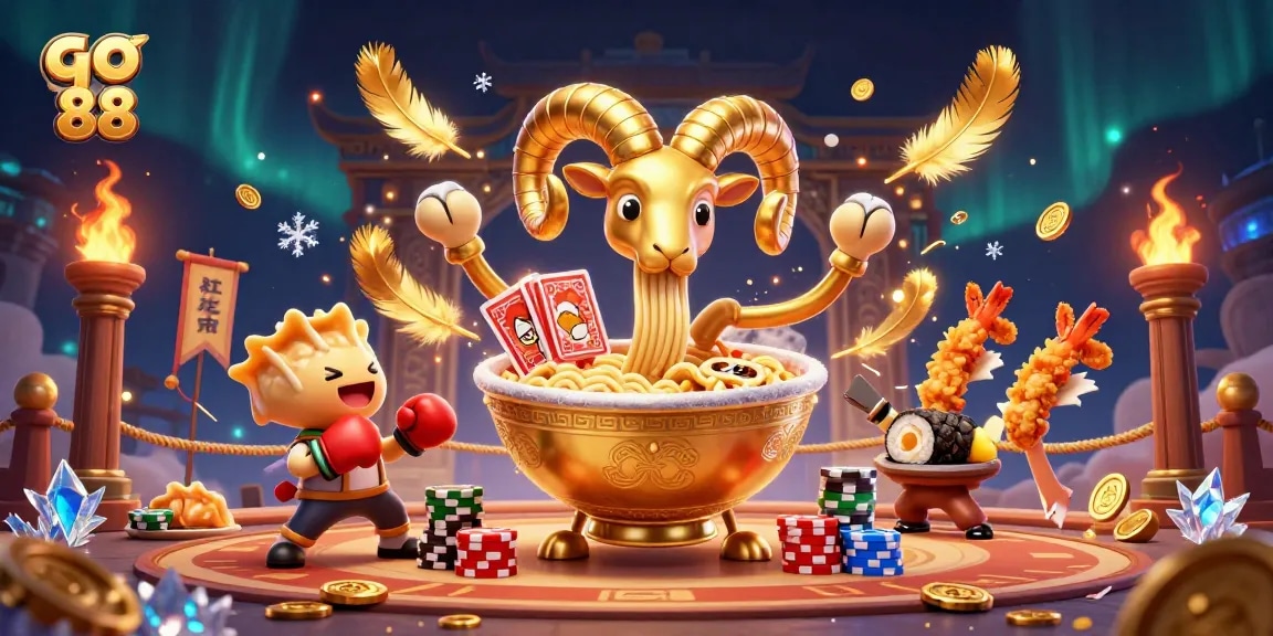 Play exciting games at go 88 with a vibrant casino-themed cartoon celebration.