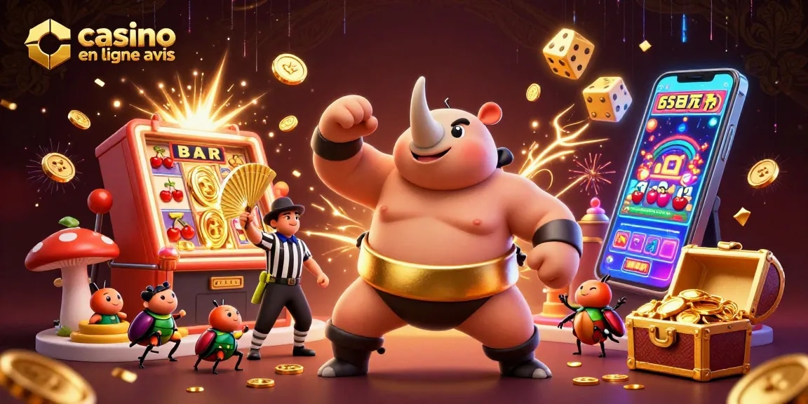Vivez l'excitation des jeux de casino en ligne avis avec un combat de sumo animé et des jackpots éclatants.