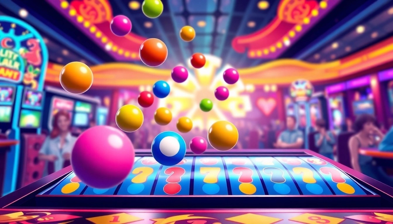 Bermain slot plinko dengan bola berwarna-warni jatuh ke papan, suasana perayaan yang ceria.
