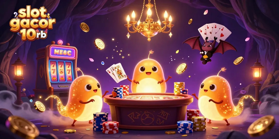 Experience slot gacor deposit 10rb with an enchanted glowworm casino scene showcasing vibrant slot reels and dynamic gaming elements.