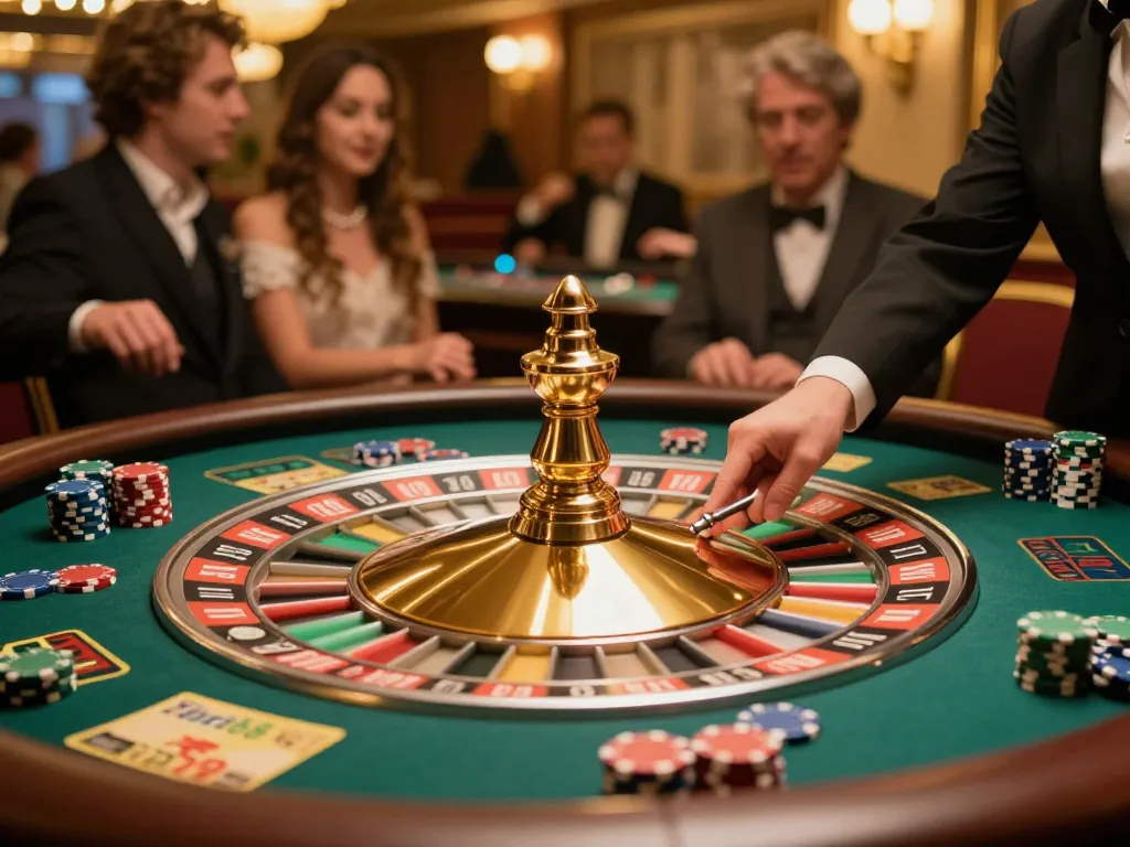 Amati pemain memasang taruhan di meja roulette yang menarik di paris888 dengan chip berwarna-warni dan croupier yang antusias.
