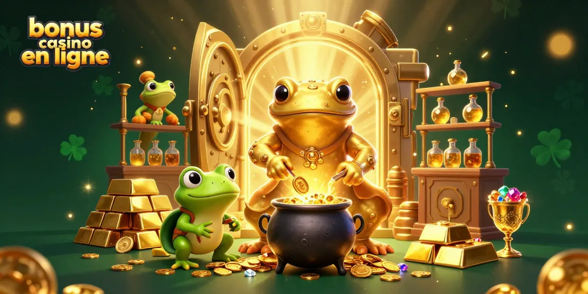 Jouez avec les meilleurs bonus casino en ligne dans une scène colorée et dynamique remplie de trésors.