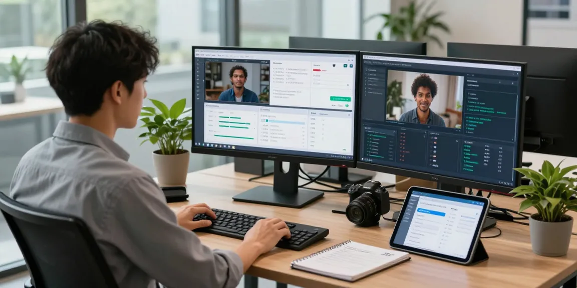 AI detector in action analyzing and moderating content in a high-tech workspace.