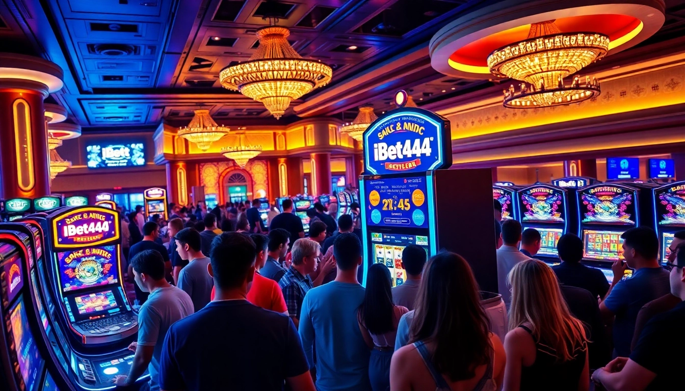 Main players enjoying the thrill of ibet44 slot in a vibrant casino setting.