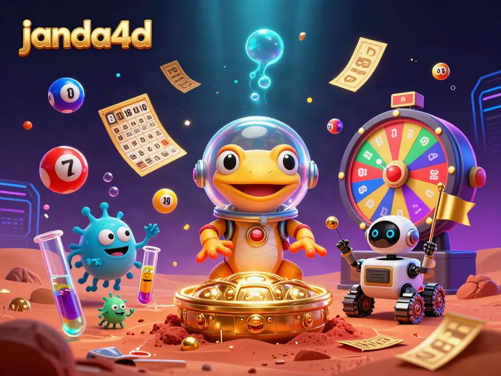 Janda4d menampilkan visual menarik 3D dengan gecko Martian dalam misi kasino emas berbatu di Mars.