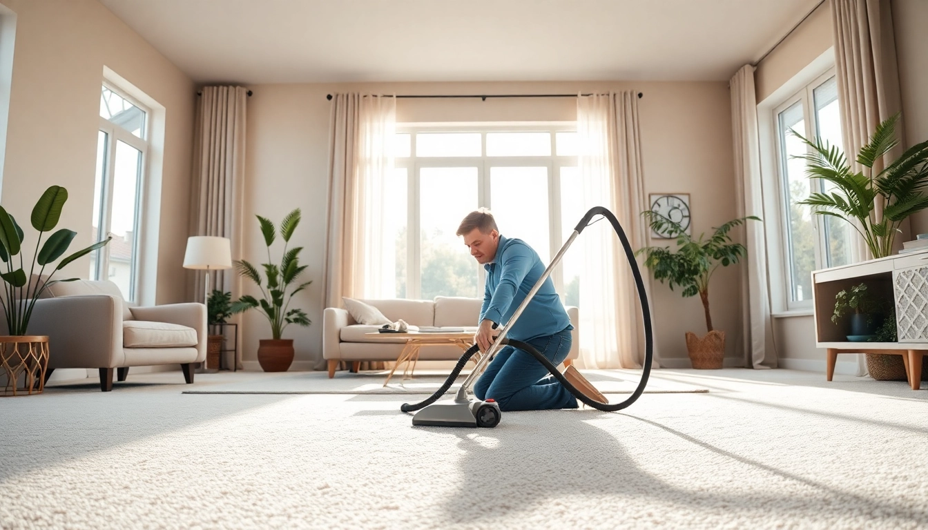 Best carpet cleaning company providing professional services in a well-lit living room.