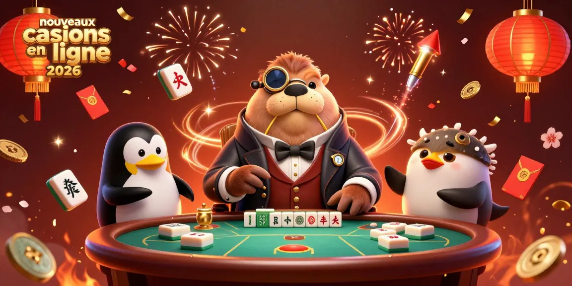 Découvrez les nouveaux casinos en ligne 2026 avec un pingouin croupier et un joueur poisson-globe bluffant.