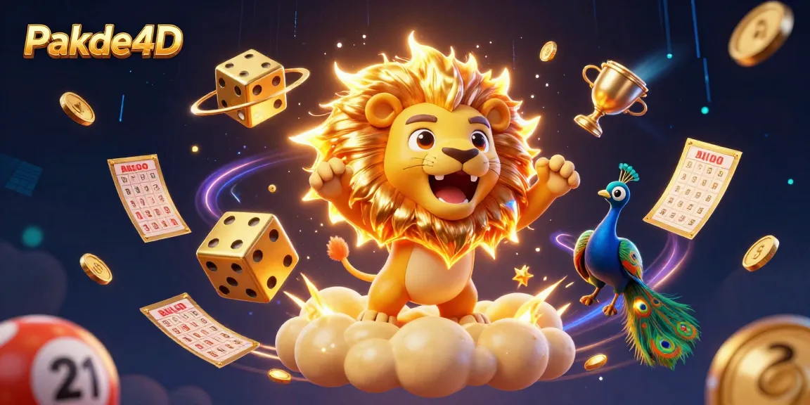 Win big with Pakde4D lottery elements like numbered balls and prize wheels in a vibrant casino scene.