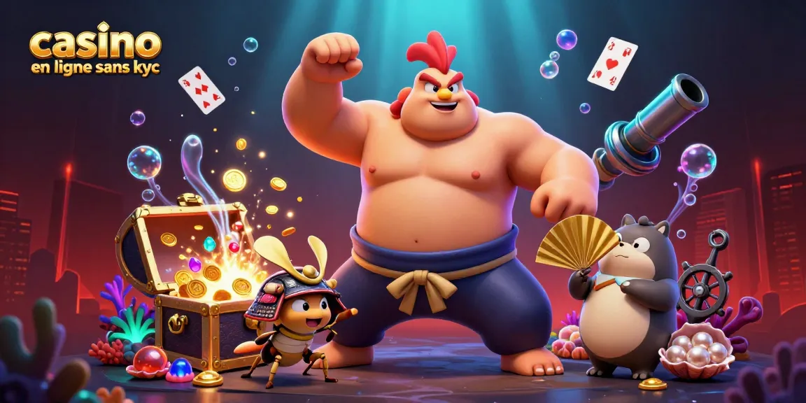 Jouez dans un casino en ligne sans KYC avec un rooster sumo dynamique et des jeux captivants.