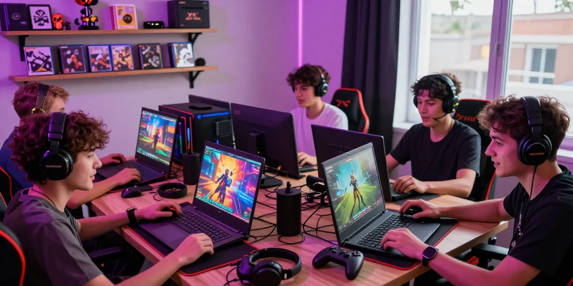 Exciting players enjoying xxx games on multiple devices in a cozy gaming room