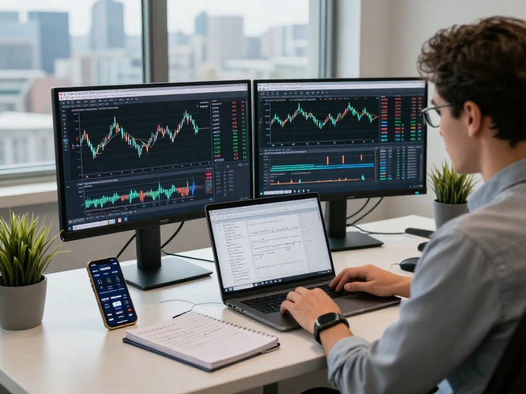 使用MetaTrader 5分析市场数据的金融交易员工作空间