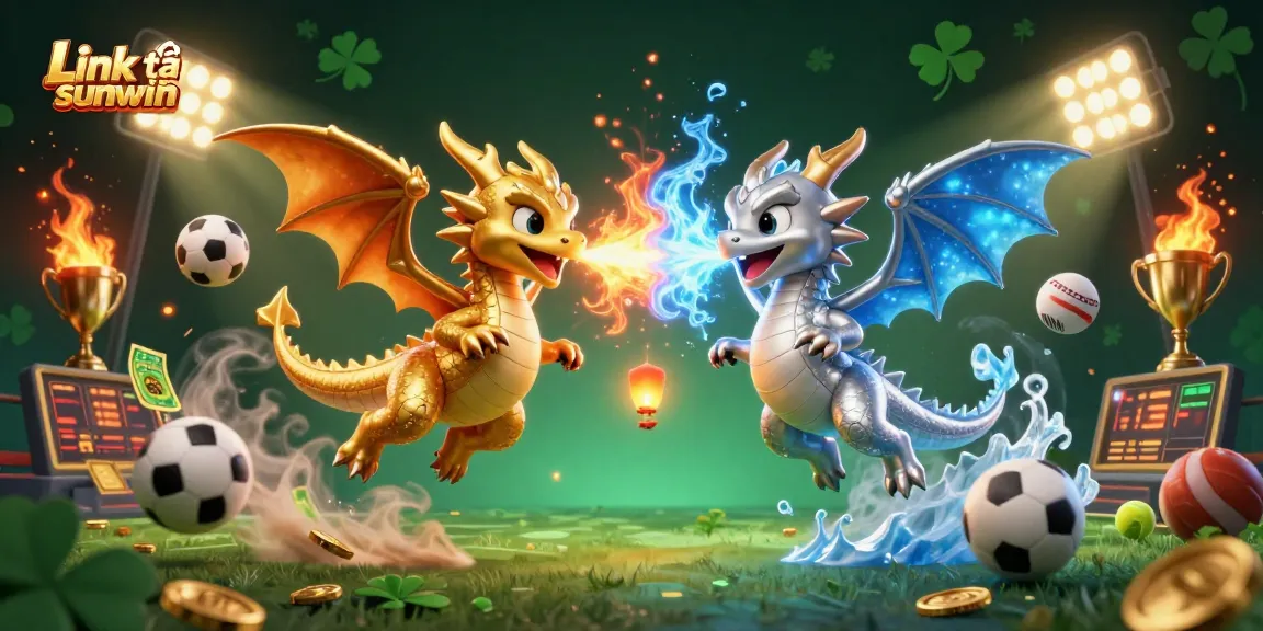 Experience thrilling wins with Link tải sunwin in a vibrant 3D casino scene featuring dynamic dragons and game elements.