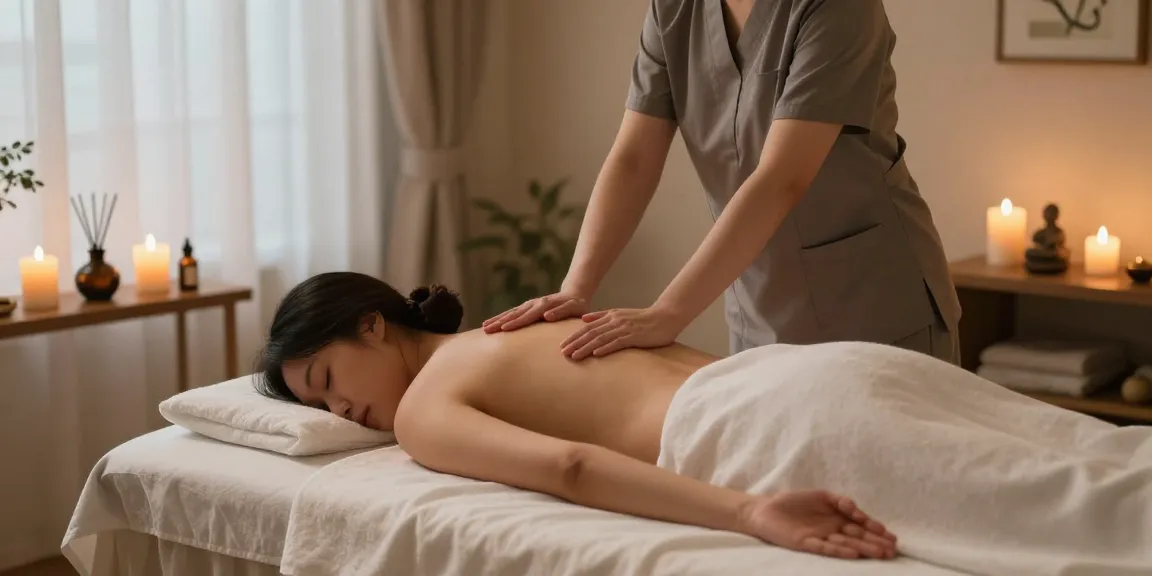 Relaxing 홍대출장마사지 session in a tranquil setting with soft lighting and calming decor.
