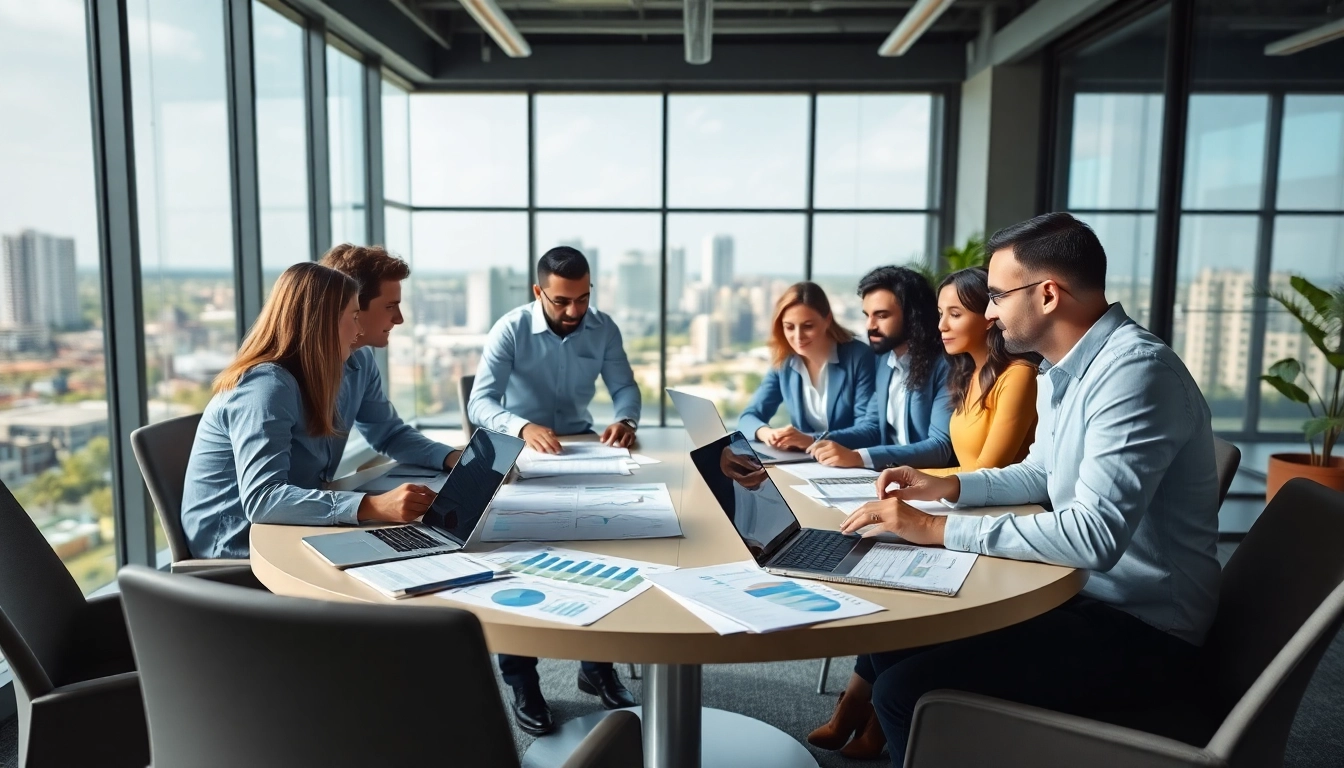 Engaged financial advisors collaborating on investment management San Antonio strategies in a modern office.