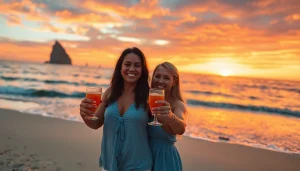 Couple celebrating romantic excursions in Cabo with sunset beach toast.