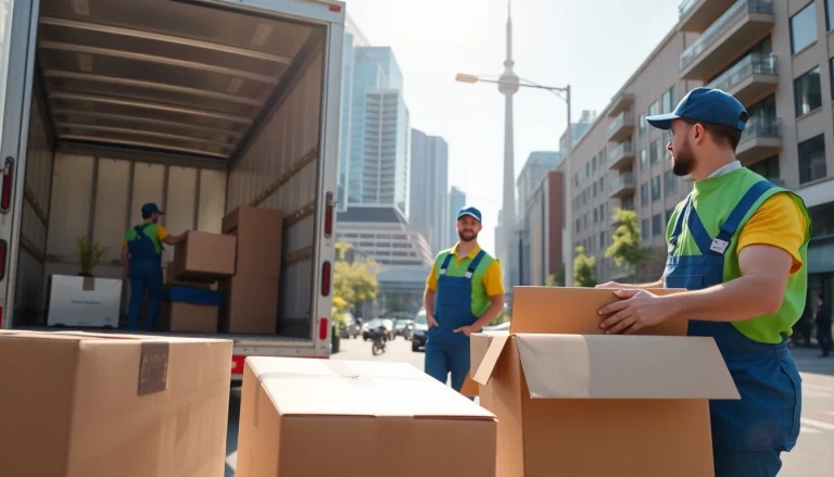 Best Toronto Movers efficiently loading furniture into a truck in a sunny urban Toronto setting.