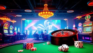 The vibrant casino scene embodies KJC AC 3, showcasing thrilling gambling activities.