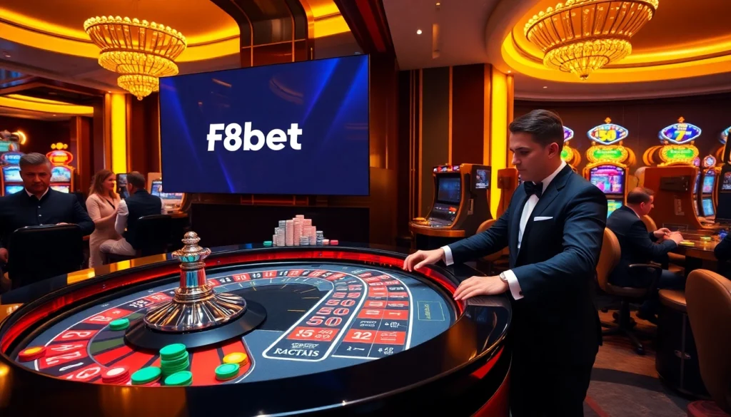 Experience the excitement of F8bet at a luxurious casino table with captivating gameplay.
