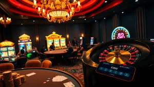 Experience the thrill of gambling at https://xx88.studio/ with vibrant casino elements like roulette wheels and slot machines.