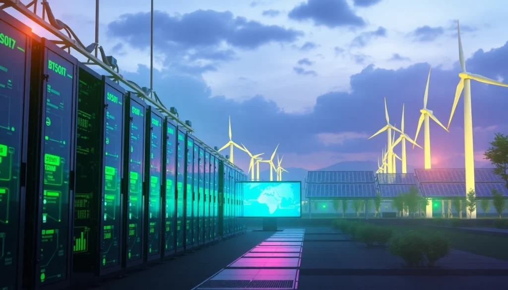 Innovative bitcoin cloud mining facility powered by renewable energy sources.