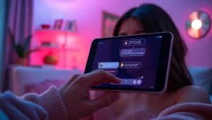 Engaging AI chat interface showcasing sex chat AI interactions with playful emojis and warm colors.