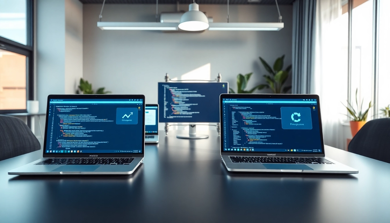 Trending software tools displayed on modern devices in a bright workspace
