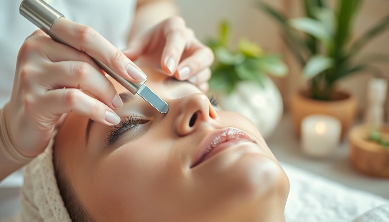 Experience a relaxing Dermaplane Facial treatment highlighting a skilled esthetician at work.