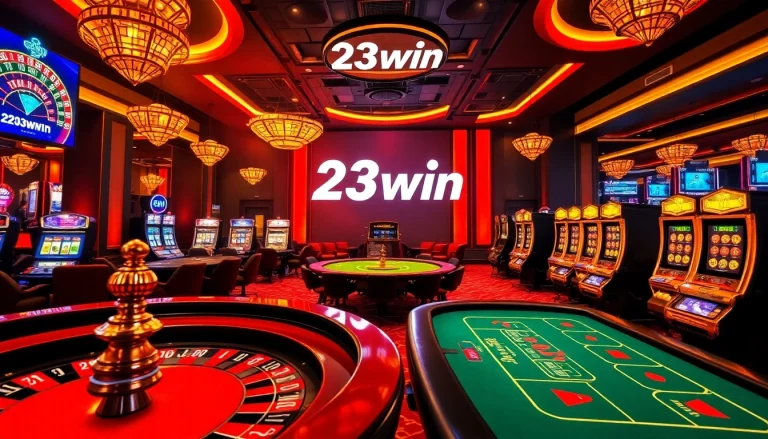 Engaged players at a 23win casino table enjoying a vibrant gambling atmosphere.