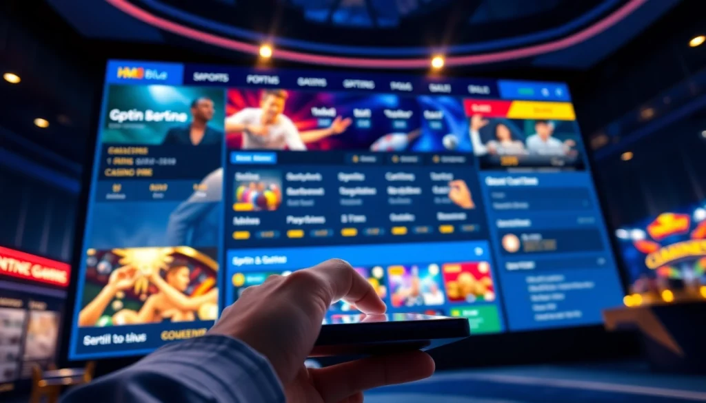 Engaging image of a modern online betting interface at http://hm88.blue/ showcasing sports and casino games.